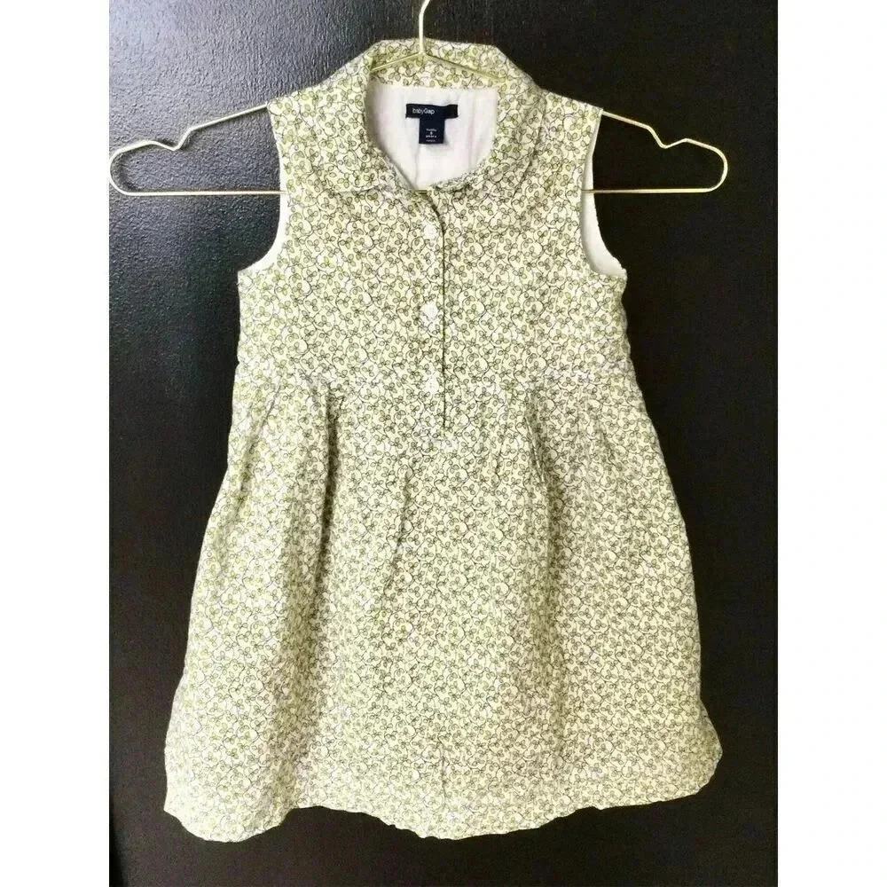 Baby Gap Toddler Green Leaf Print Lined Sleeveless Casual Summer Dress‎ Size 5T